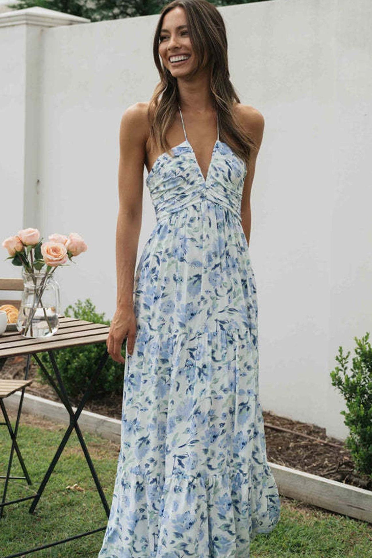 Halter Floral Print Chiffon Maxi Dress — BEAUTY COSMOTICS SHOP