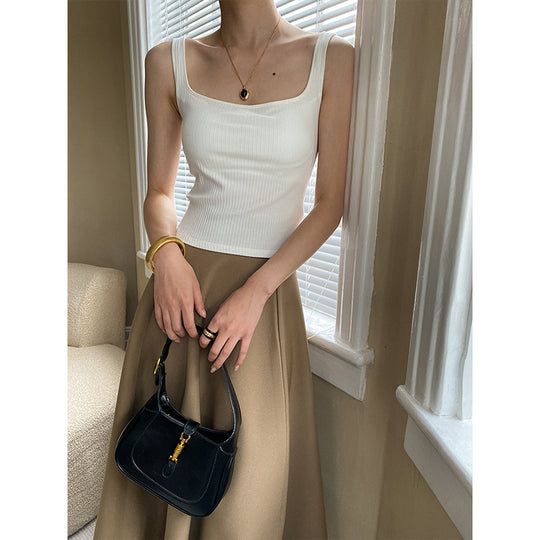 Comes With Chest Pad French Square Collar Wide Shoulder Strap Cover Supernumerary Breast Sling Beautiful Vest Spring Summer