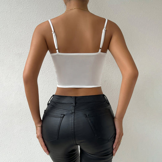 Women Clothing Summer Lace Sexy Backless Spaghetti Straps Vest Inner Match Women Outerwear Top
