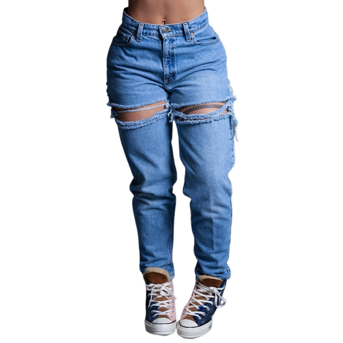 Arrival Ripped Jeans Women Washed High Waist Loose Jeans