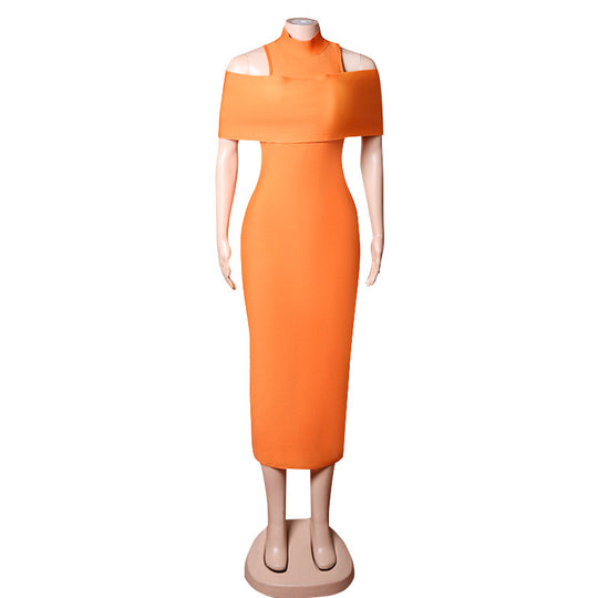 off Shoulder Shoulder Baring Split Evening Dress Maxi Dress Autumn