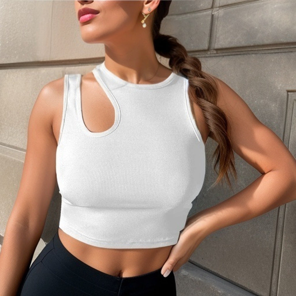 Summer Women Clothes Cropped Sleeveless Top Sexy Tight Solid Color Vest