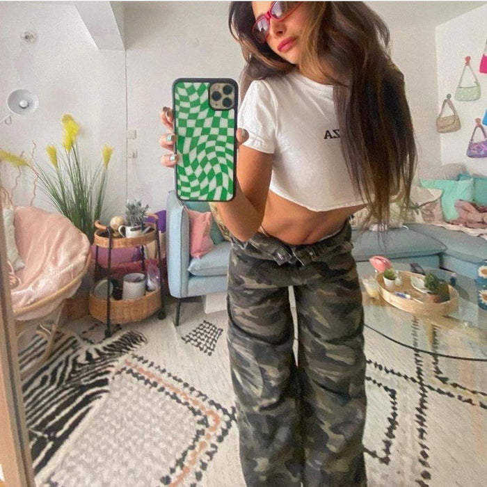 High Street Tooling Camouflage Jeans Baggy Pants Wide Leg Pants Army Green Straight Leg Pants   Casual Pants