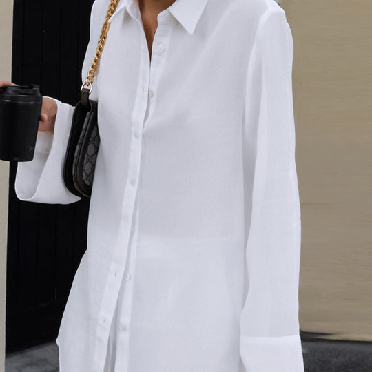 White Skin Friendly Pure Cotton Fabric Long Coat Trousers Set Summer Neutral Minimalist Street Women