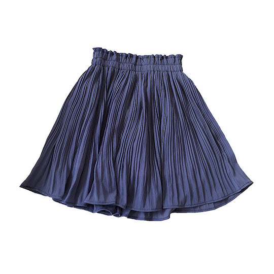 Fresh Solid Color Chiffon Skirt Spring Summer New Korean High Waist Slimming Pleated Anti Exposure Skirt