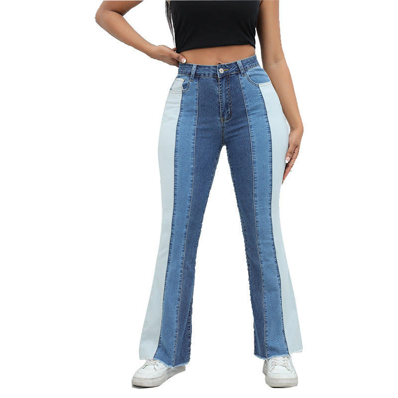 Stretch Washed Contrast Color Jeans Women