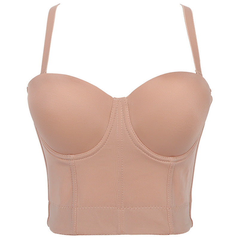 Backless Tube Top Solid Color Bra Small Sling Detachable Shoulder Strap Shaping Short Dancing Lady Wrapped Chest