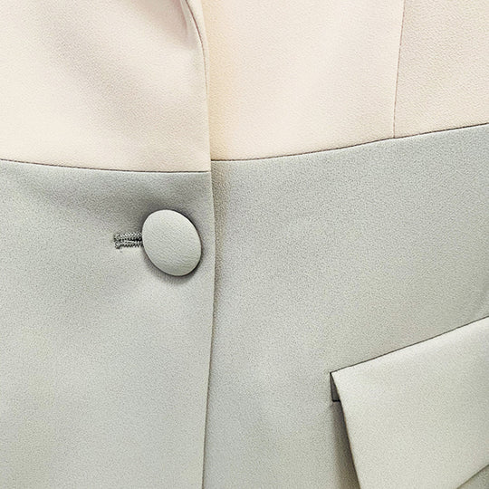 Goods Business One Button Color Matching Mid Length Suit Bell Bottom Pants Suit Two Piece  Blazer Suit Set