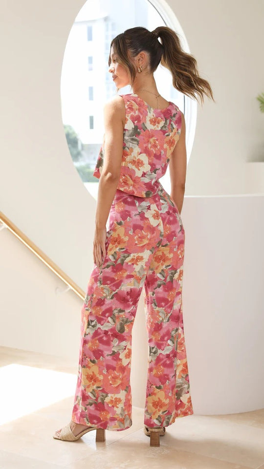 Women Floral Print Fresh Suspender Set