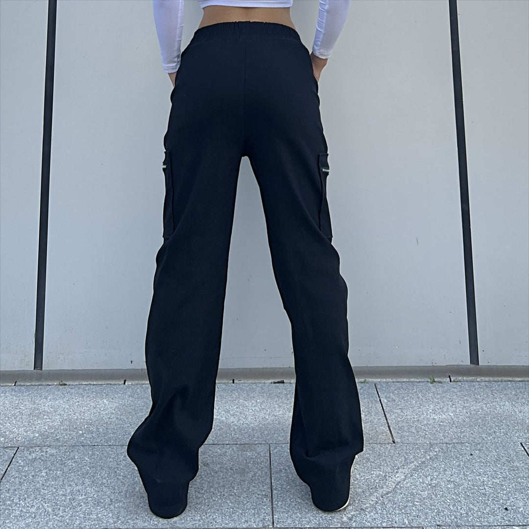 Trendy Women Pants Trendy Cargo Pants Pocket Zipper Trousers Loose Street Straight Leg Pants Mop Trousers
