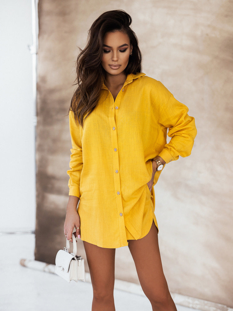 Summer Casual Loose Shirt Shorts Two-Piece Set Vacation Women Clothing Fashion Suit