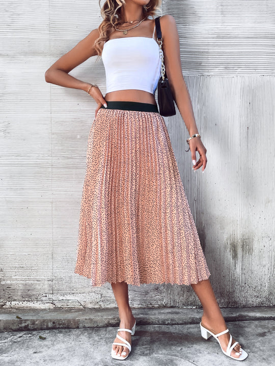 Women Mid Length High Waist Slimming Pleated Skirt