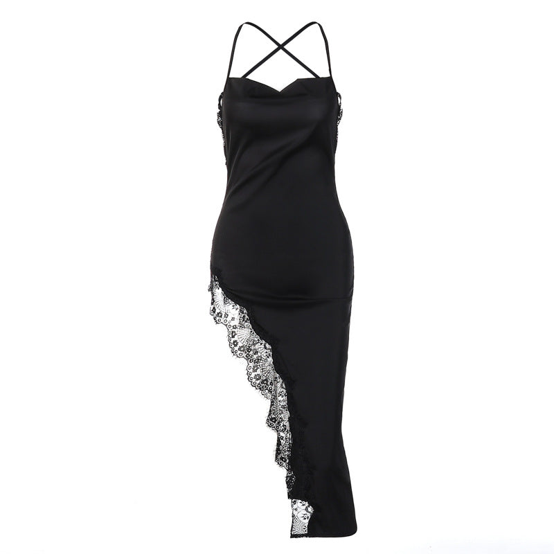 Sexy Backless Slim Fit Lace Sling Dress Women Clothing