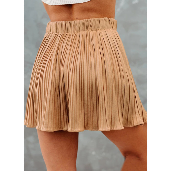 Spring Summer New Skirt Solid Color Ice Silk Wrinkle Pleated Skirt