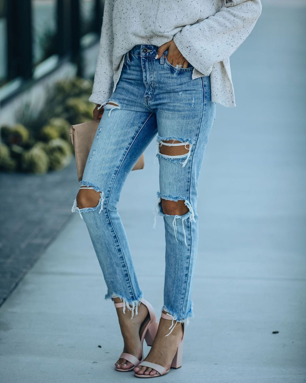 Ripped Street Slimming All-Matching Jeans Cropped Pants Casual Pants Women
