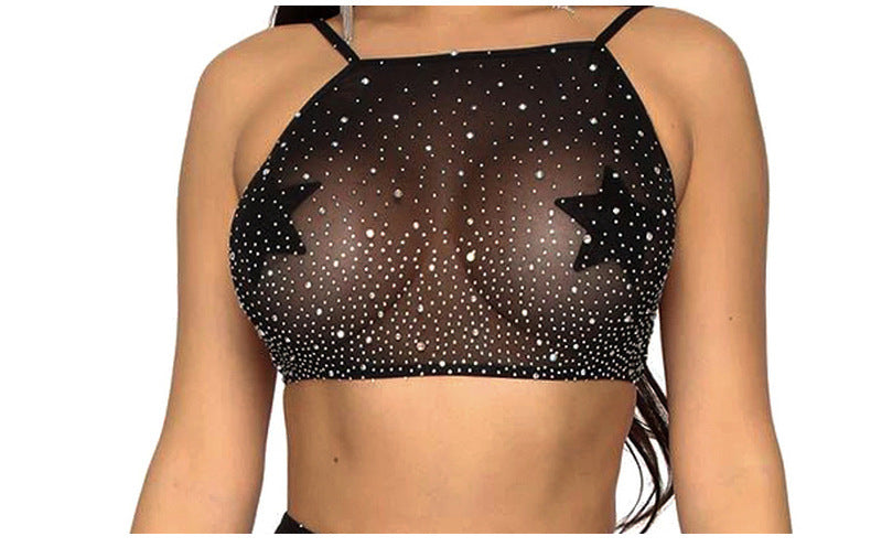 Supply  September New Sexy Black Transparent Mesh Starry Sky Sexy Suit