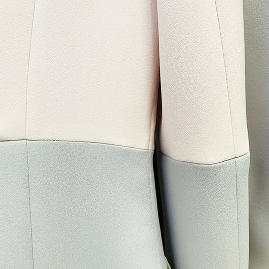 Goods Business One Button Color Matching Mid Length Suit Bell Bottom Pants Suit Two Piece  Blazer Suit Set