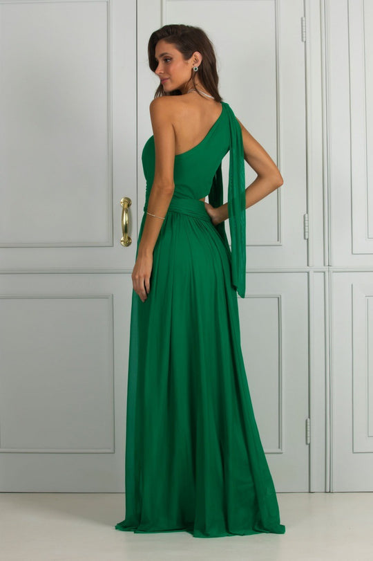 Women Slim Fit Oblique Shoulder Dress Solid Color Slim Fit Maxi Dress