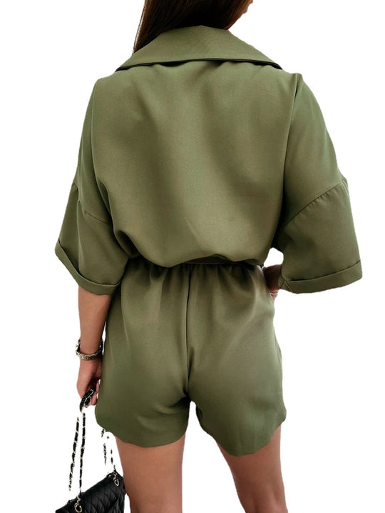 Summer Women Clothing Sexy Collared Batwing Sleeve Women Three-Color Four-Size Romper