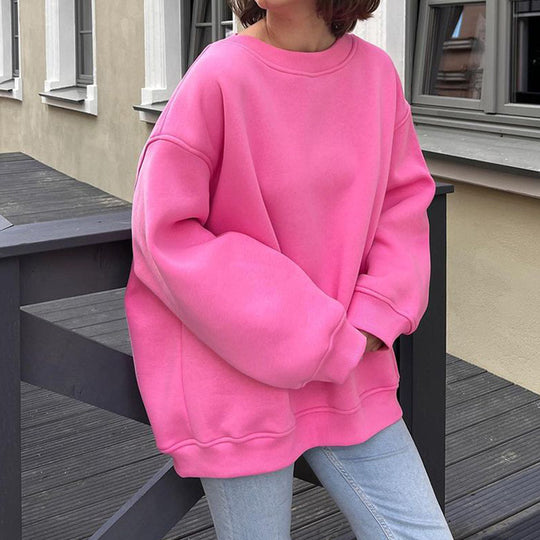 Autumn Winter Solid Color Loose Sweater Street Oversize Pullover Sweater Office Wear