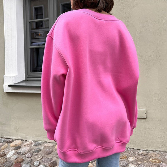 Autumn Winter Solid Color Loose Sweater Street Oversize Pullover Sweater Office Wear