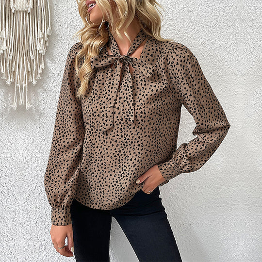 Autumn Women Clothing Long Sleeve Leopard-Print Shirt Women