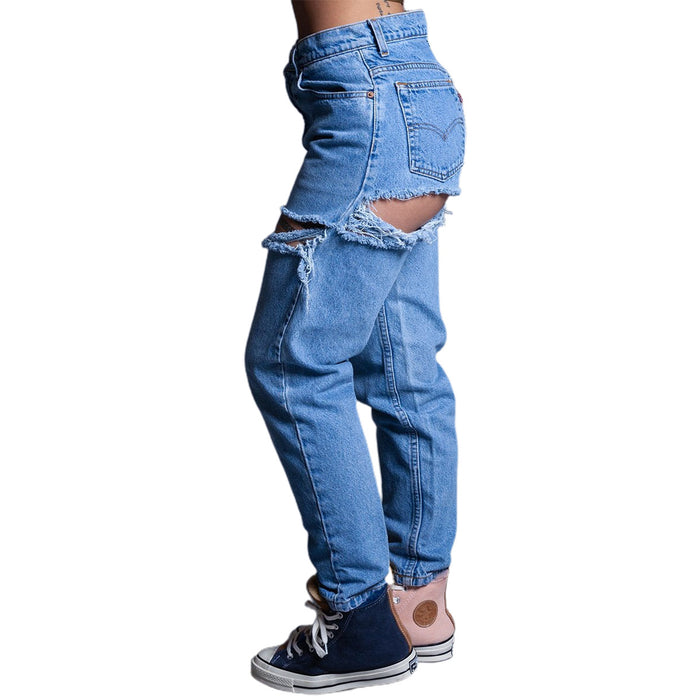 Arrival Ripped Jeans Women Washed High Waist Loose Jeans