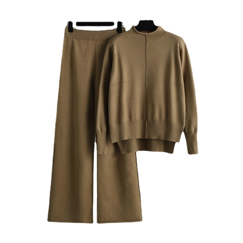 Knitted Two Piece Sweater Women Autumn Winter Loose Casual Wide Leg Pants Set Online