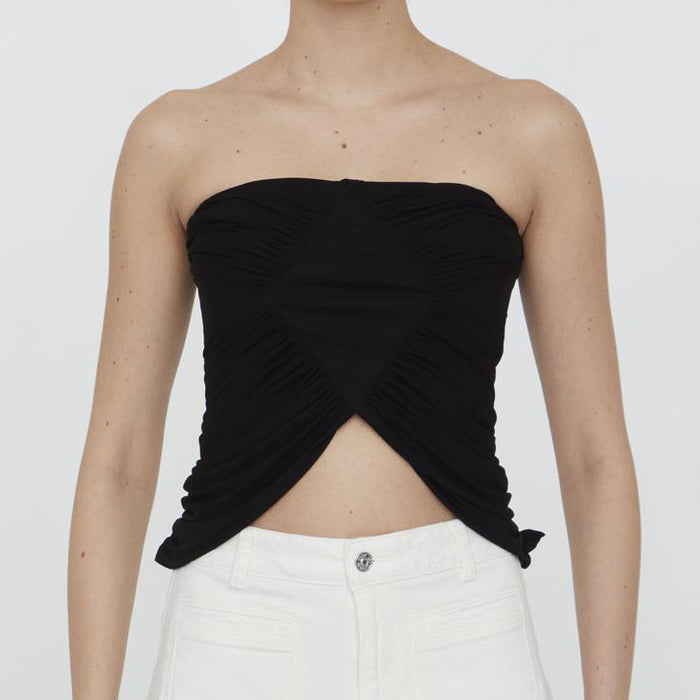 Women Clothing Sexy Bare Cropped Slim Fit Pleating Tube Top