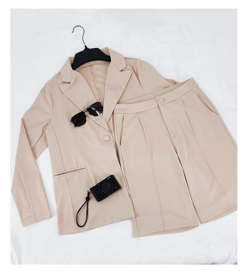 Women Clothing Blazer Shorts Two Piece Suit Spring Summer Casual Suit