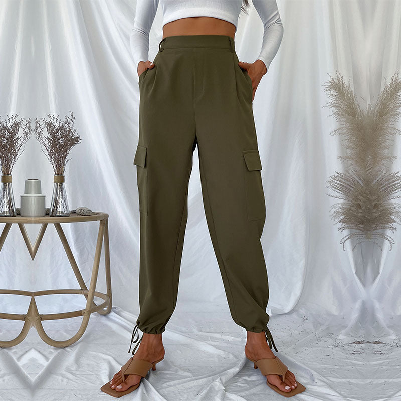Autumn Women Clothing Trousers Solid Color Casual Pants