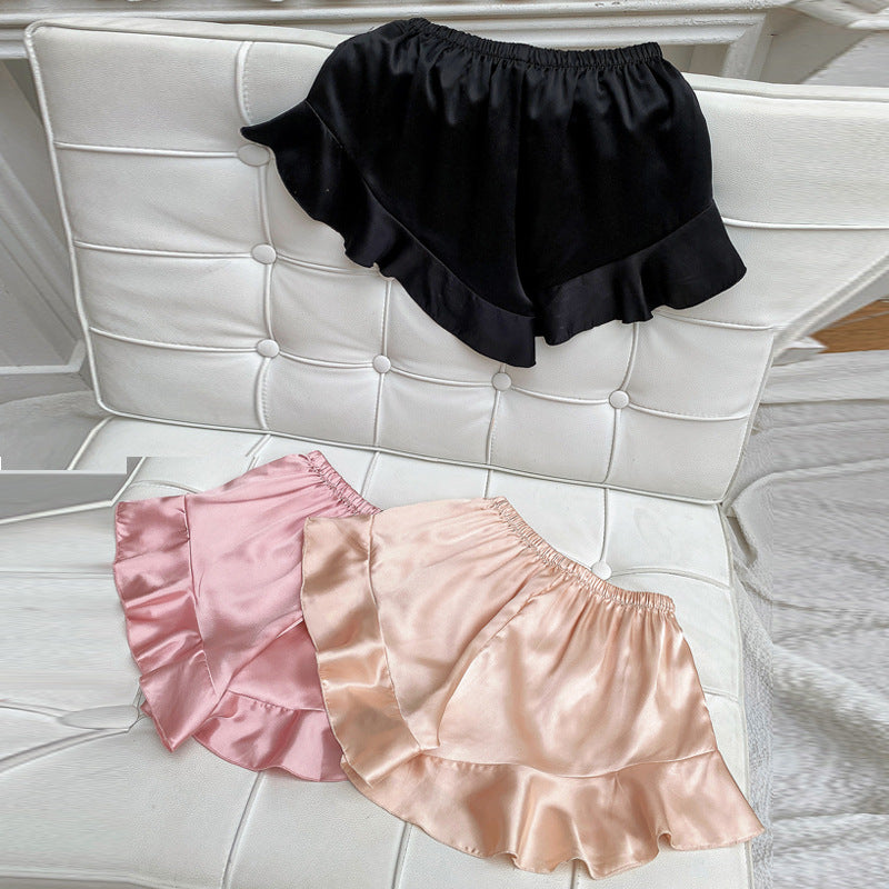 Summer Women Home Base Shorts Lace up Quick Drying Loose Shorts Artificial Silk Soft Anti Wardrobe Pants