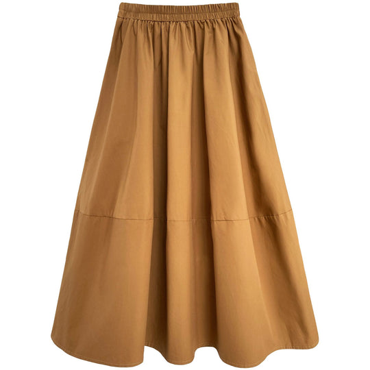 Autumn High Waist Slimming Puffy A line Dress Skirt Elastic Waist Mid Length Big Hem Umbrella Skirt