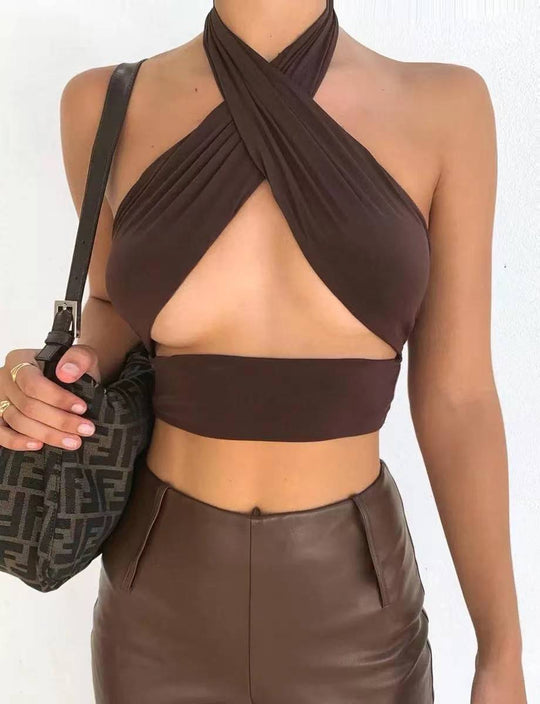 summer Women Clothing Sexy Double-Sided Criss Cross Tied Top