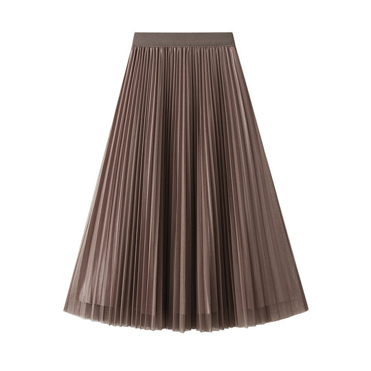 Veil Skirt Women Spring High Waist Elastic Waist Tulle Skirt Pleated Skirt Two Sided