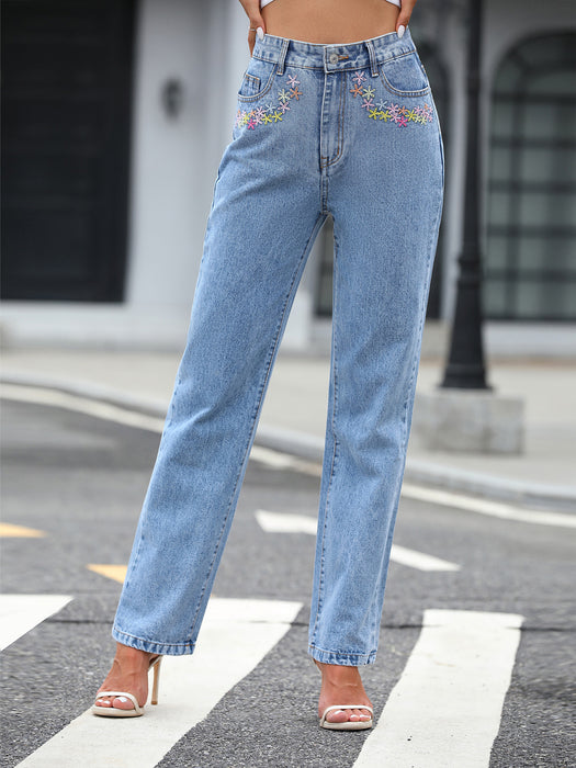 High Waist Drooping Straight Jeans for Women Loose Casual All-Matching