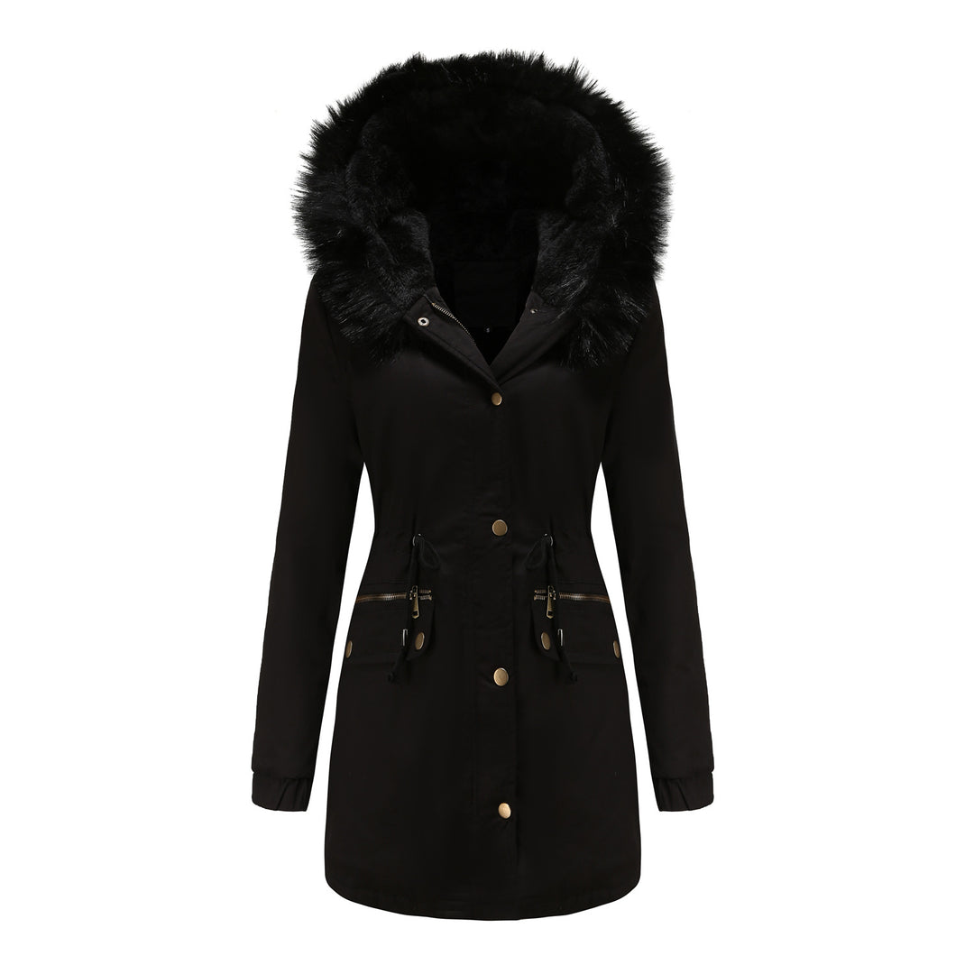 Autumn Winter Parka Women Fleece Lined Coat Women with Fur Collar Hooded Warm Jacket Loose Cotton Coat Plus Size