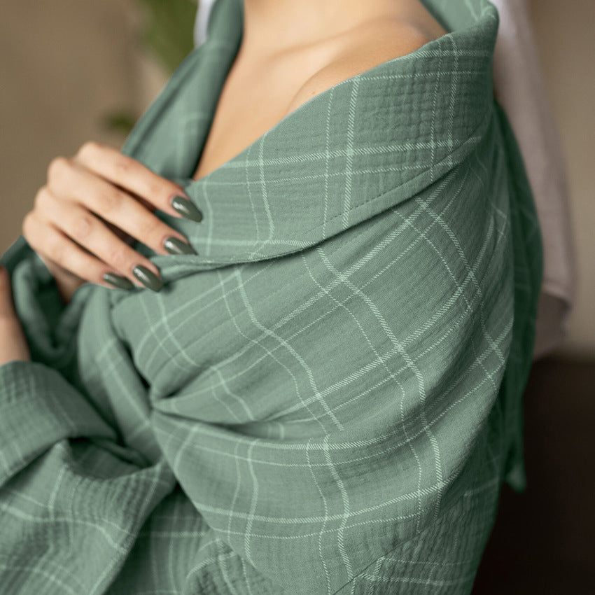 Autumn Hotel Bathrobe Texture Pure Cotton Breathable Long Casual Pajamas Home Wear for Women
