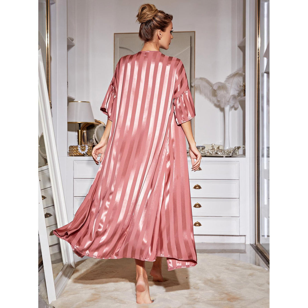 Sling Pajamas Women Two Piece Set  Long Robe Silk High Grade Home Wear Set