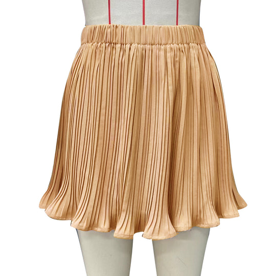Spring Skirt Solid Color A- line Pleated Skirt Skirt for Women