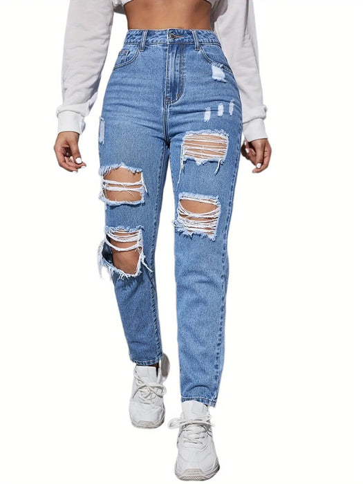 Women Ripped Sexy High Waist Ladies Jeans