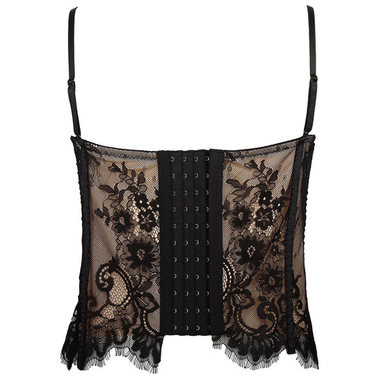 Summer Thin Boning Corset Strap Waist Tight Sexy Lace Bottoming Vest Bra-Free Can Be Worn outside Sexy Mesh Shirt