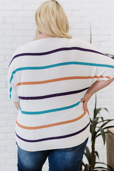 Plus Size Striped Short Sleeve Knit Top