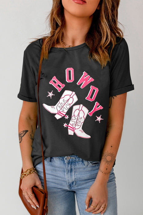 HOWDY Cowboy Boots Graphic Tee
