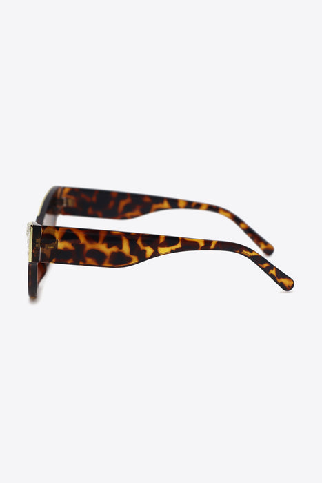 UV400 Rhinestone Trim Cat-Eye Sunglasses - BEAUTY COSMOTICS SHOP