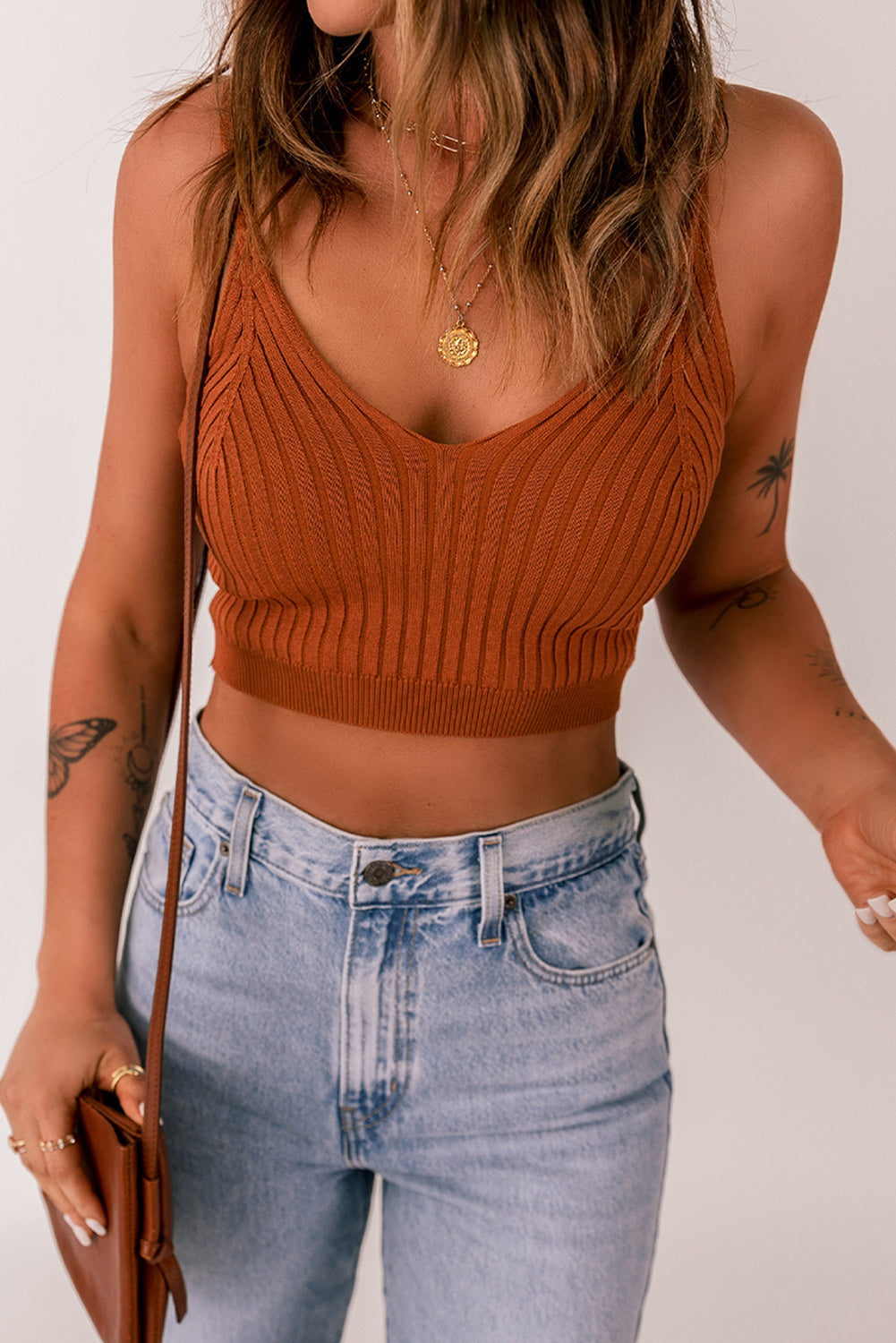 Ribbed Scoop Neck Cropped Knit Cami