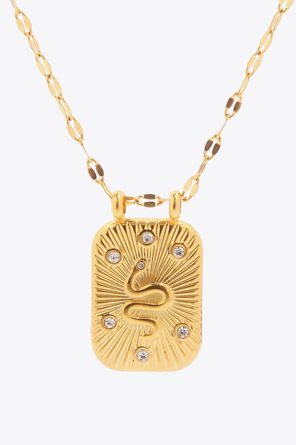 Rhinestone Decor Snake Pattern Pendant Necklace