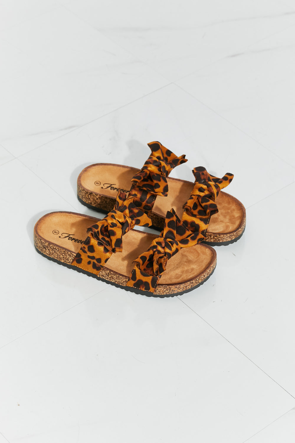 Forever Link Fiercely Feminine Leopard Bow Slide Sandals - BEAUTY COSMOTICS SHOP