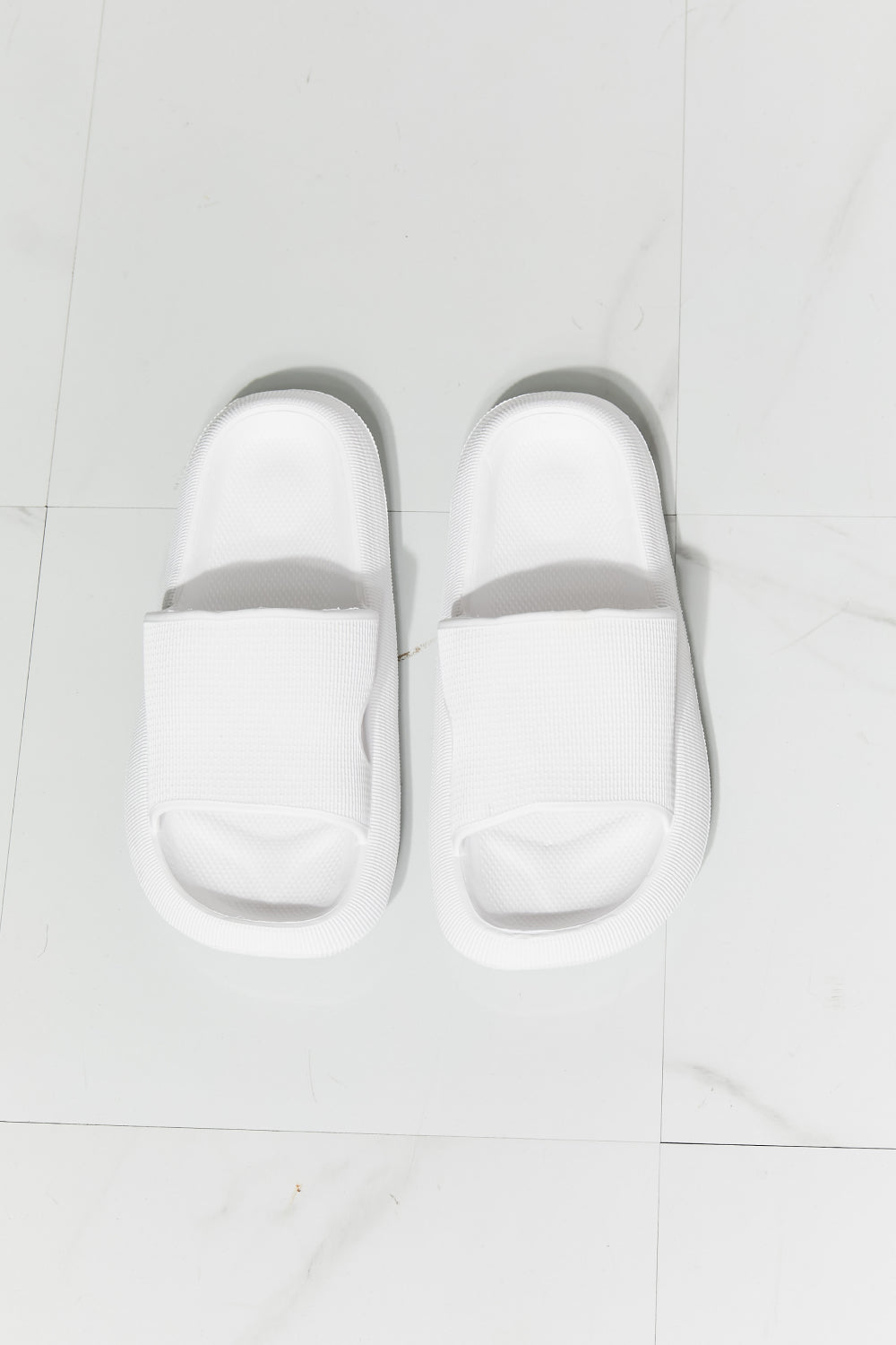 MMShoes Arms Around Me Open Toe Slide in White - BEAUTY COSMOTICS SHOP
