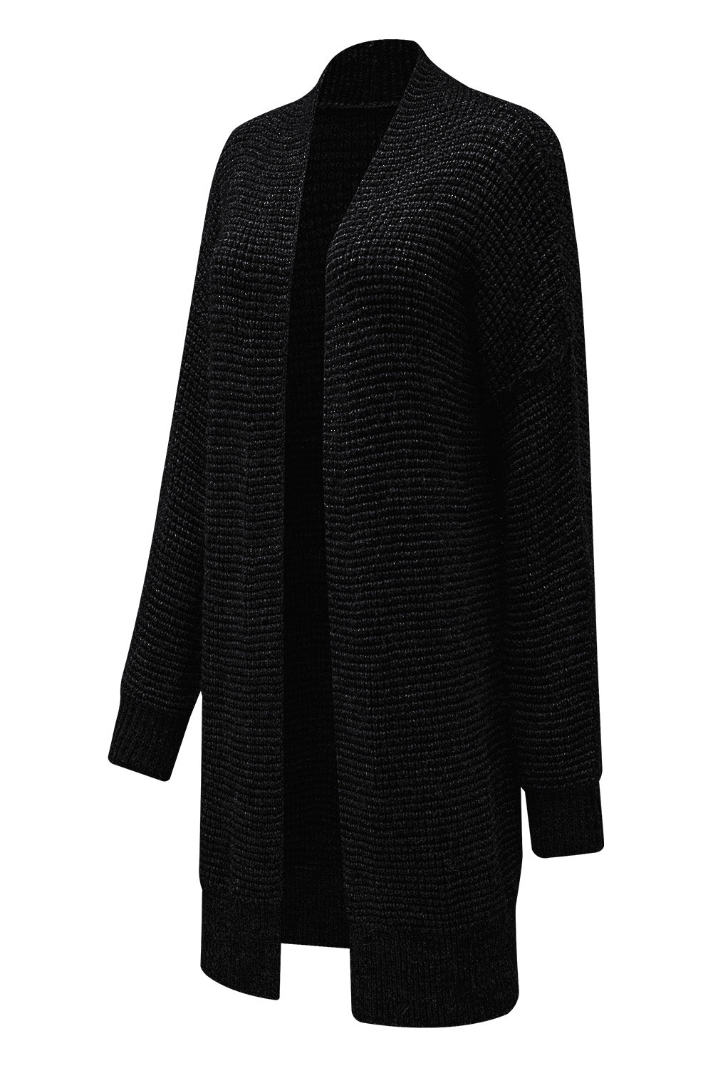Black Plaid Casual Contrast Trim Knit Cardigan
